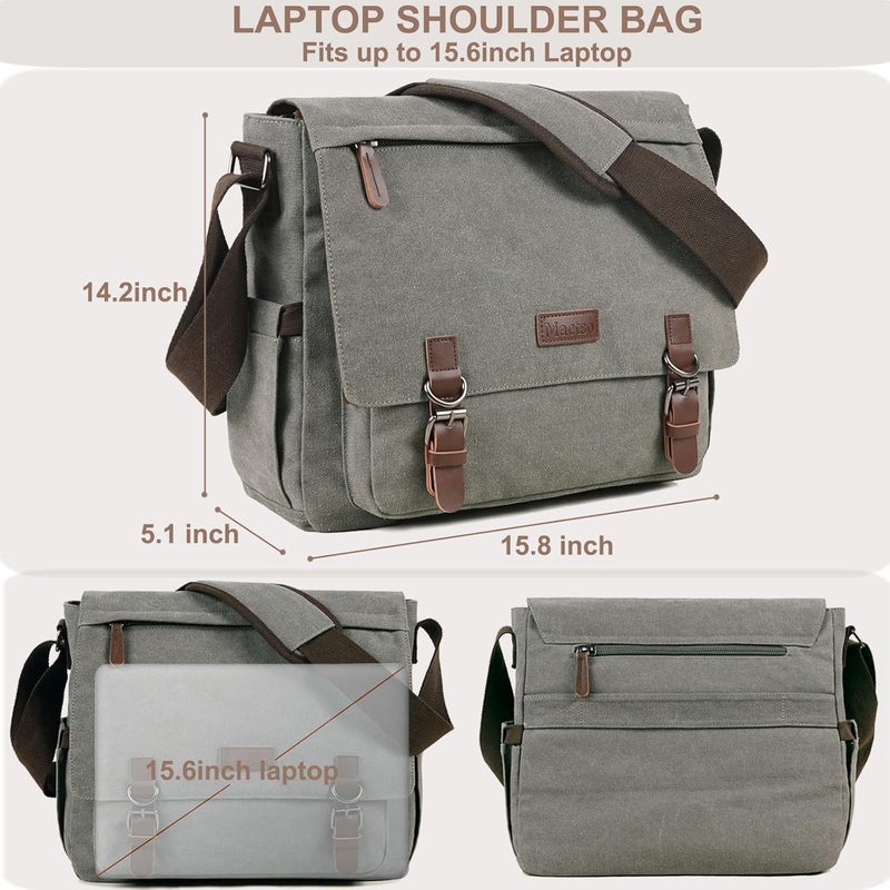 Mactso Canvas Messenger Bag for Men Women,Travel Satchel Shoulder bag 15.6 Inch Laptop Bag briefcase Business - Image 2
